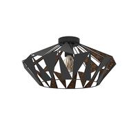 EGLO Luminaire plafonnier Carlton 6, lustre au style vintage, industriel et rétro en acier noir et cuivre, lampe de plafond pour salon, cuisine et couloir, douille E27