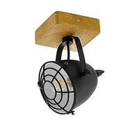 Applique Murale Lampe de Salon Noir Grille Bois Spot Mobile L 10 CM