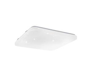 Eglo Luminaire plafonnier LED Frania-IP, lampe de salle de bains avec effet cristal, éclairage plafond en métal blanc et plastique, blanc chaud - neutre - froid, IP44, 33 x 33 cm