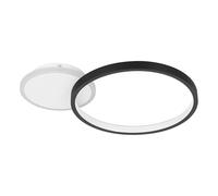 Eglo Luminaire plafonnier LED Gafares, lampe de plafond dimmable avec télécommande, lampe de salon arrondie en aluminium et acier blanc et noir, blanc chaud - froid