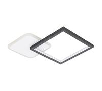 Eglo Luminaire plafonnier LED Gafares, lampe de plafond dimmable avec télécommande, lampe de salon carrée en aluminium et acier blanc et noir, blanc chaud - froid