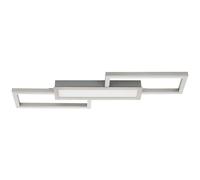 Eglo Luminaire plafonnier LED Monirote, lampe pour salon et cuisine dimmable avec télécommande, éclairage plafond minimaliste en métal nickel mat et plastique blanc, blanc chaud - froid, 78 cm