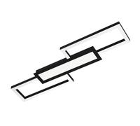 Eglo Luminaire plafonnier LED Monirote, lampe pour salon et cuisine dimmable avec télécommande, éclairage plafond minimaliste en métal noir et plastique blanc, blanc chaud - froid, 78 cm