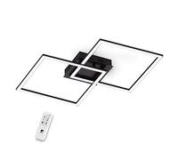 Eglo Luminaire plafonnier LED Palmaves 1, 2 lampe de plafond en aluminium, acier, plastique, noir, blanc, dimmable par télécommande, blanc chaud - froid, veilleuse