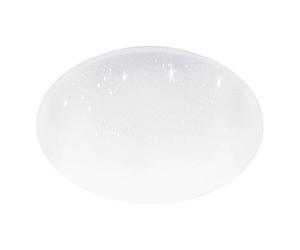 Eglo Luminaire plafonnier LED Pogliola, lampe de plafond avec effet crystal et dip switch, éclairage cuisine, panneau en métal et plastique en blanc, blanc chaud - neutre - froid, Ø 50 cm