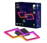 Eglo Luminaire plafonnier LED RGBIC, lampe de plafond géométrique avec effets lumière, déco bureau gaming et fête, spot multicolore avec télécommande, blanc chaud et RGB, métal noir