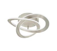 Eglo Luminaire plafonnier LED Rolimare, lampe de plafond au design anneaux incurvés, lampe de salon originale en aluminium nickel mat et plastique blanc, blanc neutre