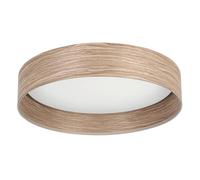 Eglo Luminaire plafonnier Luppineria, panneau LED rond, lampe de plafond encadrée en bois plaqué chêne, métal et plastique blanc, blanc chaud