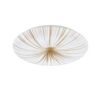 Eglo Luminaire plafonnier Nieves 1, Ø 51 cm, panneau LED effet cristal, lampe de plafond pour couloir, cuisine et chambre, métal et plastique blanc et doré, blanc chaud