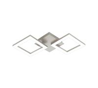 Eglo Luminaire plafonnier Palmaves 2 avec 2 panneaux LED, lampe de plafond pour salon, cuisine et chambre à coucher en métal nickel-mat, plastique blanc, blanc chaud, 47 cm