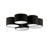 Eglo Luminaire plafonnier Pastore 2 à 6 flammes, lustre en tissu noir et blanc, lampe de plafond pour salon, chambre à coucher ou couloir, douille E27