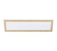 Eglo Luminaire plafonnier Piglionasso, panneau LED avec encadrement en bois clair, lampe de plafond pour cuisine, bureau et couloir, blanc neutre, 124,5 cm