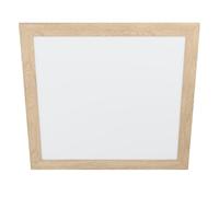 Eglo Luminaire plafonnier Piglionasso, panneau LED avec encadrement en bois clair, lampe de plafond pour cuisine, bureau et couloir, blanc neutre, 64,5 cm