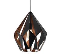 Eglo Lustre CARLTON 1, 1 suspension à flamme vintage, lampe suspendue rétro en acier, couleur : noir, cuivre, douille : E27, Ø 38,5 cm