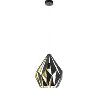 Eglo Lustre CARLTON 1, 1 suspension à flamme vintage, lampe suspendue rétro en acier, couleur : noir, or, douille : E27, Ø 31 cm
