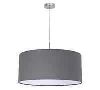 Eglo Lustre PASTERI, suspension en textile à flamme, lampe pendante en acier et tissu, couleur : nickel mat, gris, douille : E27, Ø : 53 cm