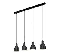 Eglo Lustre PRIDDY – Suspension industrielle en acier, rétro, noir/blanc, douille E27