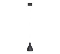 Eglo Lustre PRIDDY, suspension à flamme au design industriel, lampe pendante rétro en acier, couleur : noir, blanc, douille : E27