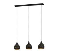 Eglo Lustre ROCCAFORTE 1, 1 suspension à 3 flammes, lampe suspendue en acier, couleur : noir, or, douille : E27, Ø : 53 cm