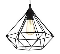Eglo Lustre TARBES, suspension à flamme vintage au look rétro, matériau : acier, plastique, couleur : noir, douille : E27, Ø 32,5 cm