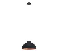Eglo Lustre TRURO 2, suspension à flamme au design industriel, lampe pendante rétro en acier, couleur : noir, cuivre, douille : E27