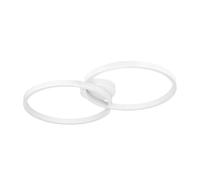 Eglo Panneau LED Amandolo, plafonnier dimmable avec télécommande, lampe de plafond géométrique pour salon et bureau, cercles en métal blanc, blanc chaud - froid, rétro-éclairage RGB