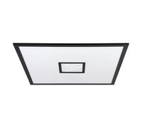 Eglo Panneau LED Bordonara, lampe de plafond dimmable avec télécommande, plafonnier carré pour bureau et couloir, métal noir et plastique blanc, blanc chaud-froid, RVB, 60x60 cm
