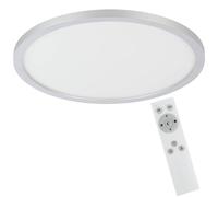 Eglo Panneau LED Campaspero, plafonnier dimmable avec télécommande, lampe de plafond pour bureau, luminaire en plastique blanc et gris, blanc chaud - froid, Ø 30 cm