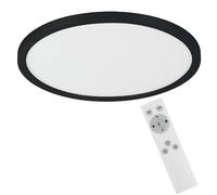 Eglo Panneau LED Campaspero, plafonnier dimmable avec télécommande, lampe de plafond pour bureau, luminaire en plastique blanc et noir, blanc chaud - froid, Ø 30 cm