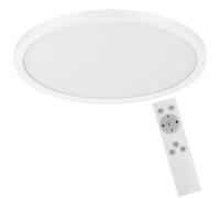 Eglo Panneau LED Campaspero, plafonnier dimmable avec télécommande, lampe de plafond pour bureau, luminaire en plastique blanc, blanc chaud - froid, Ø 30 cm