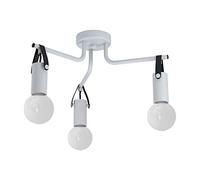 Eglo Plafonnier Aprical 3 Ampoules - Style Industriel - Moderne - Minimalisme - en Acier et Cuir - Couleur : Gris Clair - Noir - Culot E27
