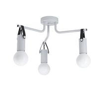 Plafonnier APRICALE E27 3X60W en acier et cuir gris et noir D460mm