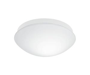 Eglo Plafonnier Bari-M avec détecteur de mouvement et capteur de lumière du jour, lampe de salle de bain en verre et plastique blanc, éclairage de couloir avec douille E27, IP44