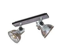 Eglo Plafonnier Barnstaple - 2 ampoules - Style vintage - Design industriel - En acier - Aspect bois - Couleur : marron/patiné, noir - Culot : E27