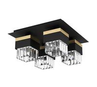 Eglo Plafonnier Barrancas à 4 lampes, lampe cristal élégante, éclairage de