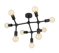 Eglo Plafonnier Bocadella 1, lampe de plafond industrielle 9 flammes, design extravagant, lampe de salon en acier noir, éclairage de cuisine, lampe de couloir avec douille E27