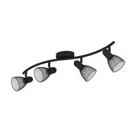 Eglo Plafonnier Carovigno, 4 flammes, style classique et minimaliste, spot de plafond en acier, lampe de cuisine noire, éclairage salon, spots avec douille E14