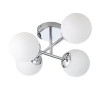 Eglo plafonnier Castrovido, lampe plafond avec 4 sphères en verre, métal | chromé et verre blanc, pour salon, ampoules G9, lumière blanc chaud