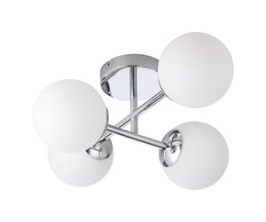 Eglo plafonnier Castrovido, lampe plafond avec 4 sphères en verre, métal | chromé et verre blanc, pour salon, ampoules G9, lumière blanc chaud