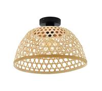 Eglo Plafonnier Claverdon, lampe vintage 1 flamme, style nature, bohème, hygge, lampe de salon en acier et bois noir, couleurs naturelles, lampe de cuisine et couloir avec douille E27