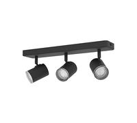 Eglo Plafonnier Consuma 1, 3 spots orientables, lampe de plafond pour salle de bains, luminaire en acier noir, douille GU10, IP44