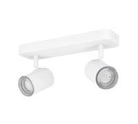 Eglo plafonnier Consuma 1, barre spot 2 flammes, plafond salle de bain, lampe métal blanc, avec douille GU10, IP44