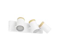 Eglo Plafonnier Consuma, 3 spots orientables, lampe de plafond pour salle de bains, luminaire en bois et acier blanc, douille GU10, IP44