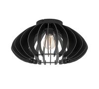 Eglo Plafonnier Cossano 3, lampe de plafond vintage, spot de plafond rétro en métal et bois noir, luminaire de salon avec douille E27, Ø 45 cm