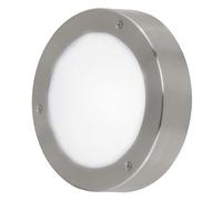 Eglo Plafonnier d'Extérieur à Led Vento 2, 1 Ampoule Pour Mur et Plafond, Plafonnier en Acier Inoxydable et Verre, Couleur : Argent, Blanc, Ip44