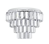 Eglo Plafonnier Erseka - 7 Ampoules - Moderne - Élégante - en Acier Chromé et Cristal Transparent - Pour Cuisine, Couloir - avec Douille E14