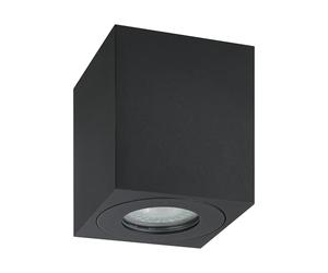 Eglo Plafonnier extérieur Torrecola, lampe d'extérieur en aluminium noir, spot de plafond pour entrée et terrasse, douille GU10, IP44, 8x8 cm