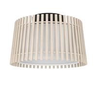 Eglo Plafonnier Fattoria, lampe de plafond ronde, luminaire en saillie pour chambre et salon, bois clair et tissu blanc, douille E27, Ø 38 cm