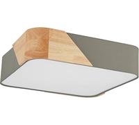 Eglo Plafonnier Grimaldino à 2 flammes, luminaire en saillie en textile, bois, métal et plastique taupe, lampe de plafond pour salon, chambre à coucher et couloir, douille E27, 41,5 cm