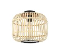 Eglo Plafonnier Hanoi, lampe de plafond pour salon et chambre, éclairage en acier noir et bois naturel, luminaire bohème, douille E27, Ø 45 cm